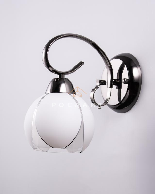 Плафон для люстр Полусфера "Тюльпо" белый с серебром