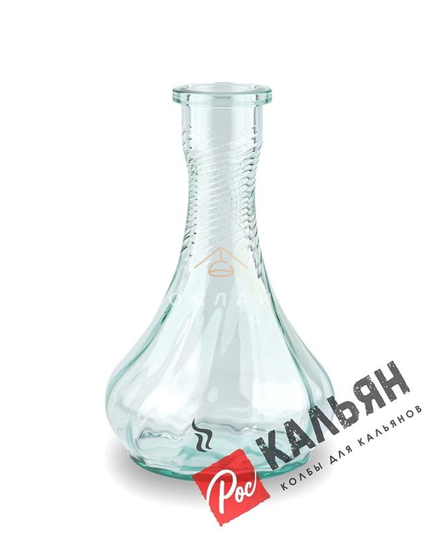 Колба для кальяна "Капля" прозрачная рифлёная