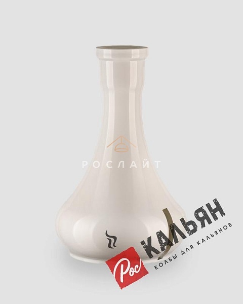 Колба для кальяна "Капля" покраска белая с прозрачной полосой